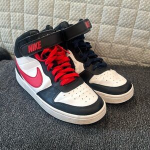Red white and navy Nikes